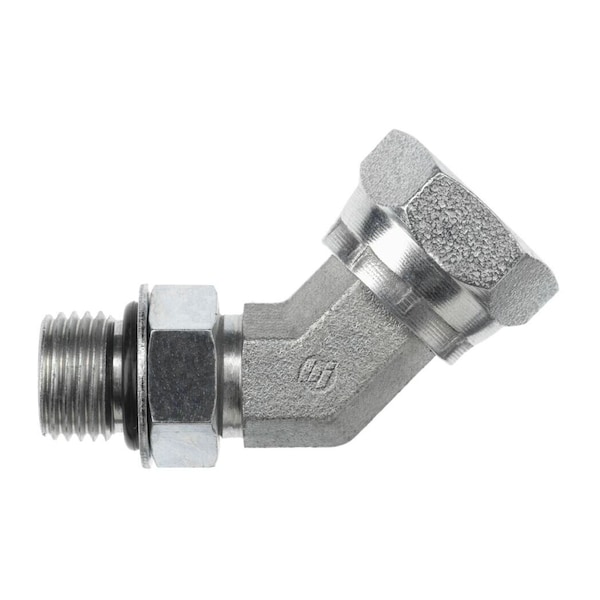 Brennan Industries Adapter 3/8" Male O-Ring Boss X 3/8" Female Pipe Swivel, 45 deg Elbow 6902-06-06-NWO-FG - main